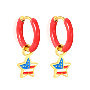 2*10mm circle with red dripping oil + 8.2*12.2mm pentagram with mixed color dripping oil fittings gold color