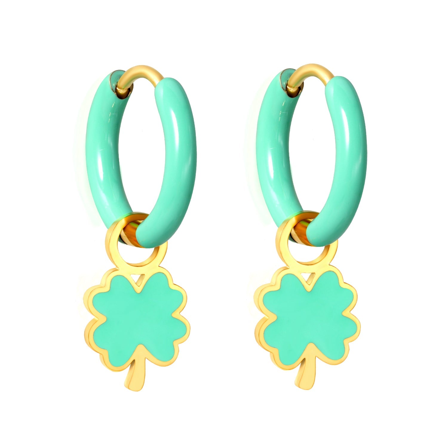 2*10mm circle with green drip + 7.8*13mm lucky straw with green drip fittings earrings gold color asonjewelry