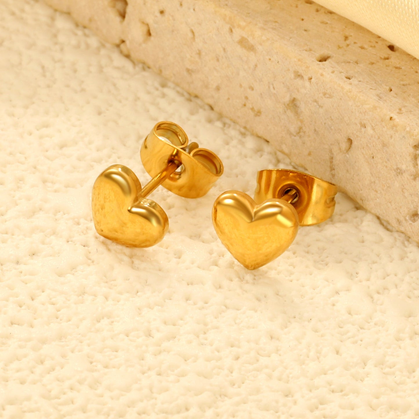 7*6mm heart shaped regular pin earrings steel color/golden asonjewelry
