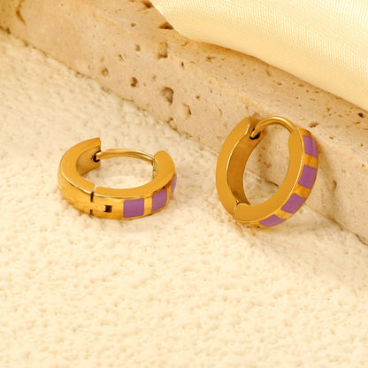 2.9*13.4mm spherical ear clips black oil/purple/pink gold color asonjewelry