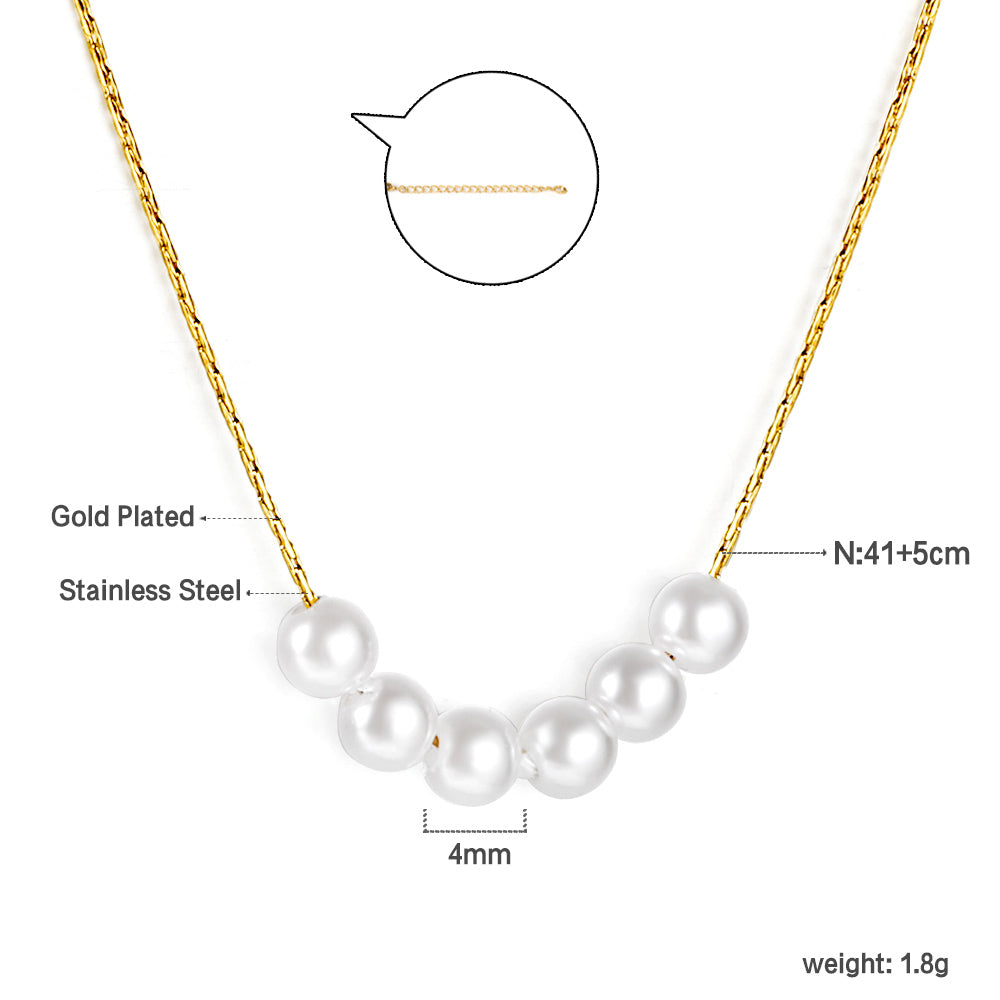 2024 New Year 6 White Pearls Pendant Necklace 41+5cm asonjewelry