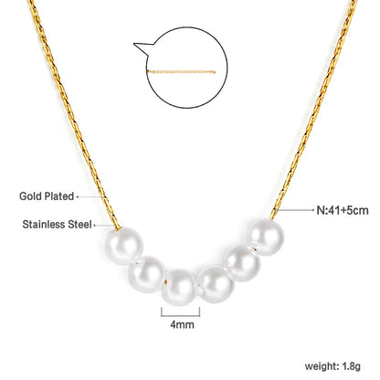 2024 New Year 6 White Pearls Pendant Necklace 41+5cm asonjewelry
