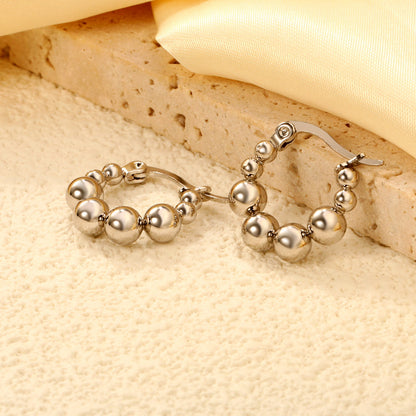 17.3 x 17.9mm large round pearl earrings, steel color/gold color asonjewelry