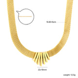 22*18mm black oil drop/golden long and short vertical bar accessories 8mm mesh chain necklace 40+5cm+6mm round plaque gold color
