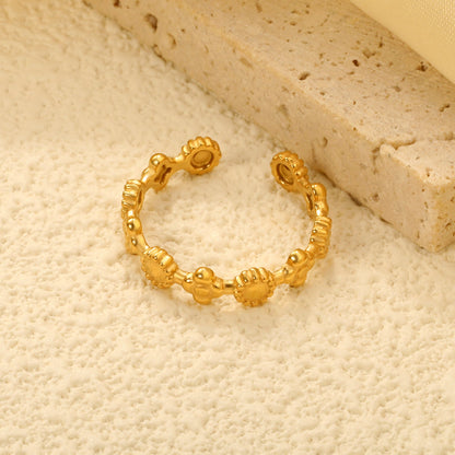 18K Gold - Plated Gear - Stitched Ring asonjewelry