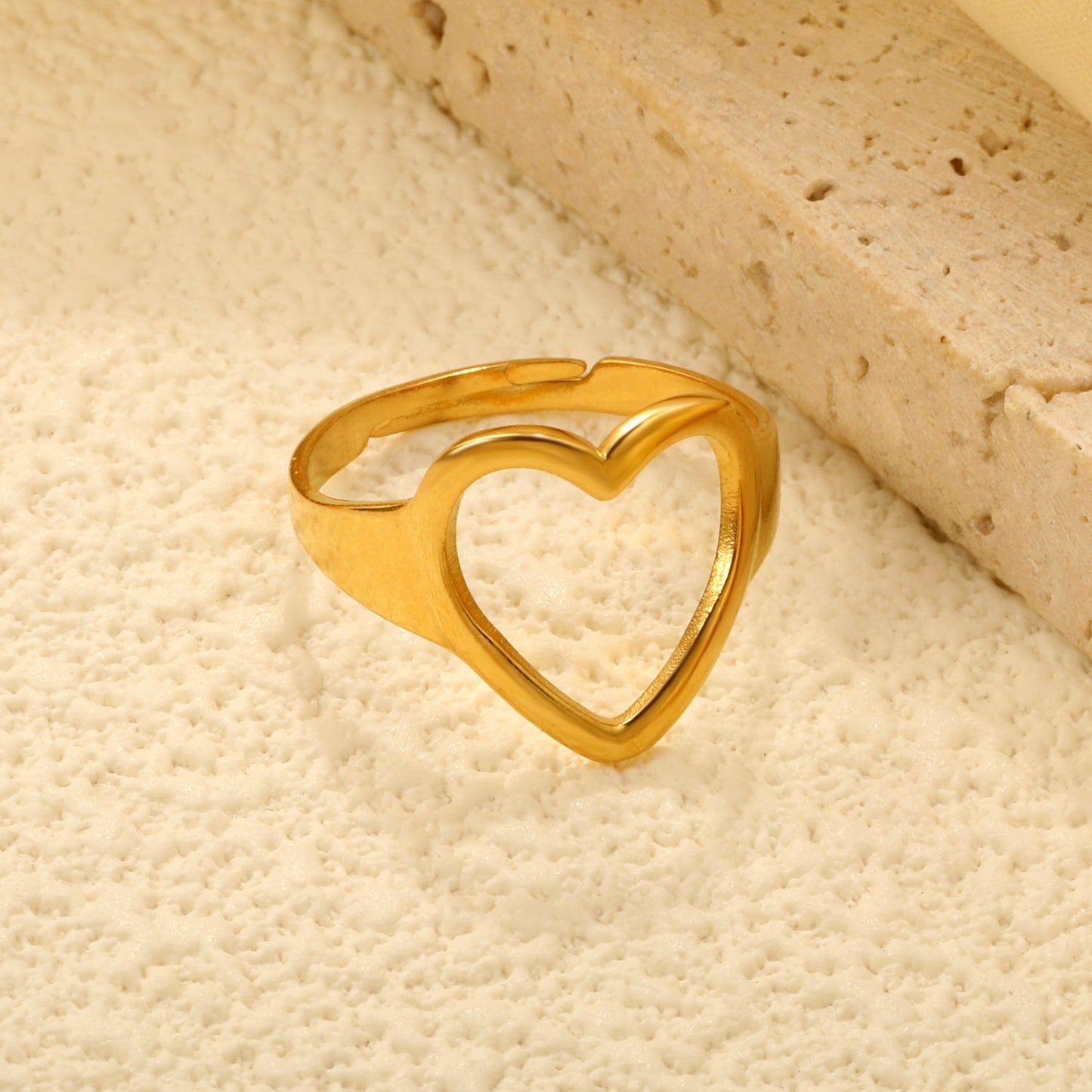 18K Gold - Plated Hollowed - out Heart - shaped Ring asonjewelry