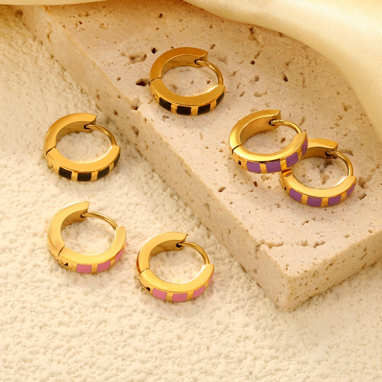 2.9*13.4mm spherical ear clips black oil/purple/pink gold color asonjewelry