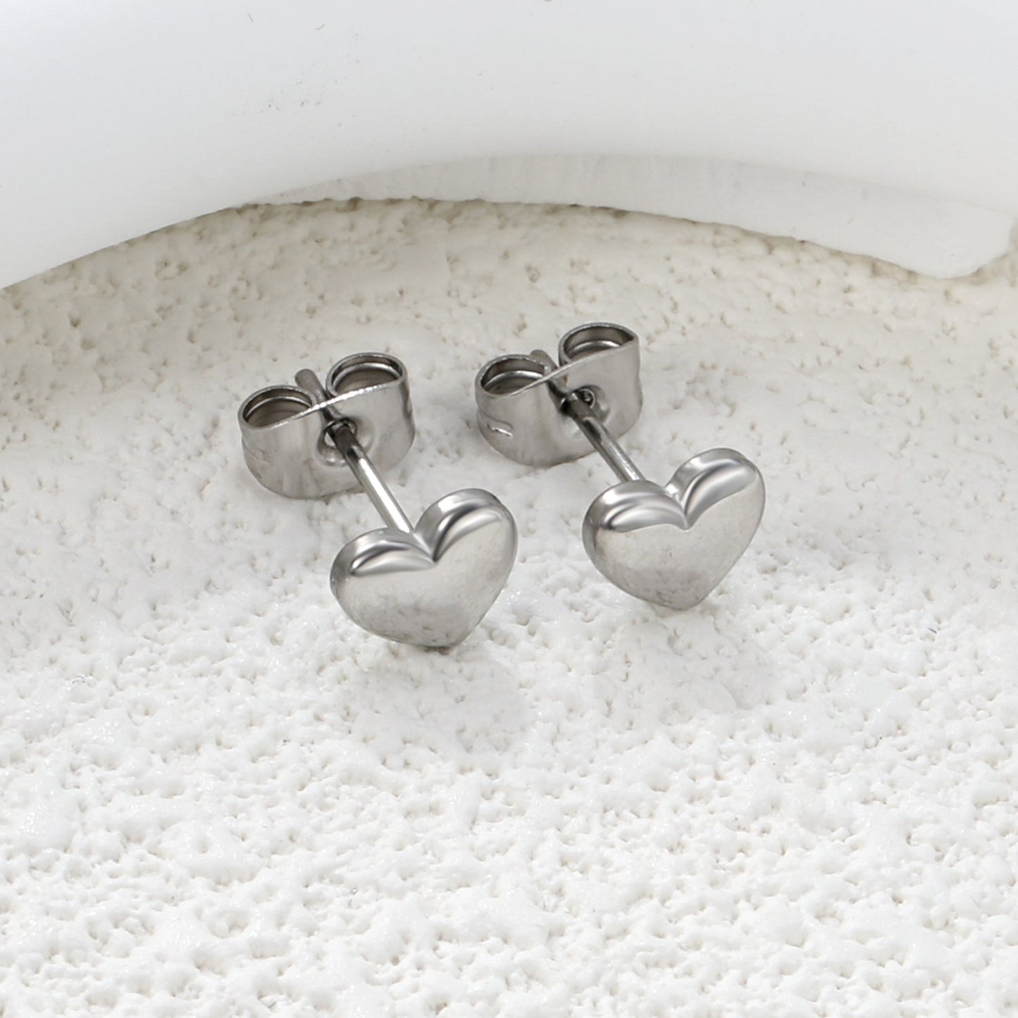 7*6mm heart shaped regular pin earrings steel color/golden asonjewelry