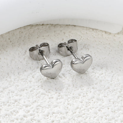 7*6mm heart shaped regular pin earrings steel color/golden asonjewelry