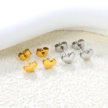 7*6mm heart shaped regular pin earrings steel color/golden asonjewelry