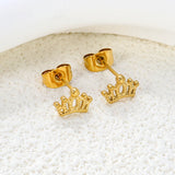 8.8 x 6.1 mm crown stud earrings, steel/gold color