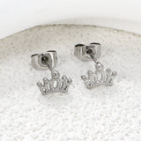 8.8 x 6.1 mm crown stud earrings, steel/gold color