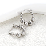 17.3 x 17.9mm large round pearl earrings, steel color/gold color