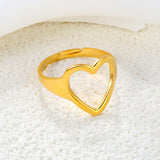 18K Gold - Plated Hollowed - out Heart - shaped Ring