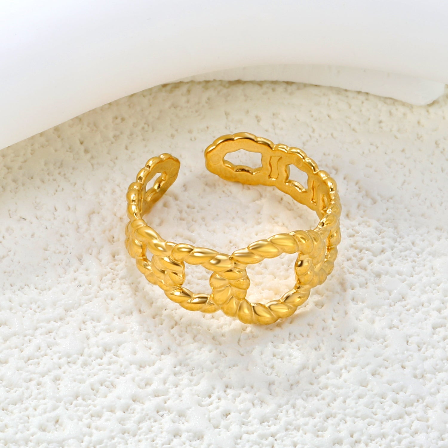 5.6mm Chic Golden Open Ring for Women ¨C Medium-Width Adjustable Band, Sleek & Versatile for Everyday Styling asonjewelry