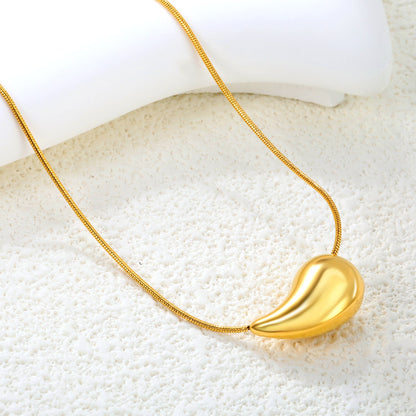 20mm/25mm Teardrop Oval Pendant Necklace 40+5cm Steel Color/Gold Color asonjewelry