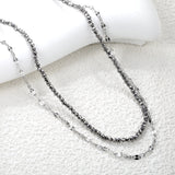 2.2mm Charcoal Black Bead Chain + Lip Chain 40+45+5cm + 6mm Double Chain Necklace Steel Color/Gold Color