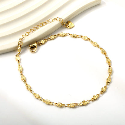 3.6mm embossed round cake accessory anklet 22+6cm asonjewelry