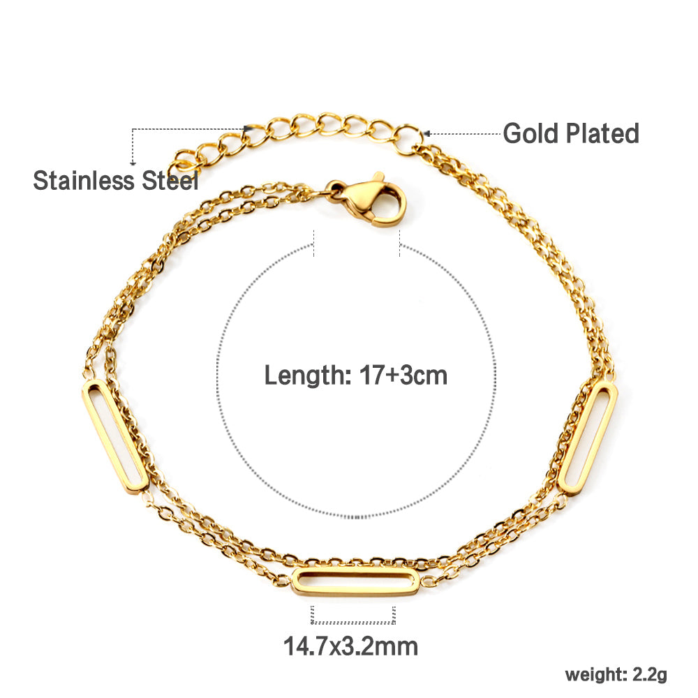 2024 New Year 3 oblong circle accessories + matching chain double hand chain 17+3cm asonjewelry