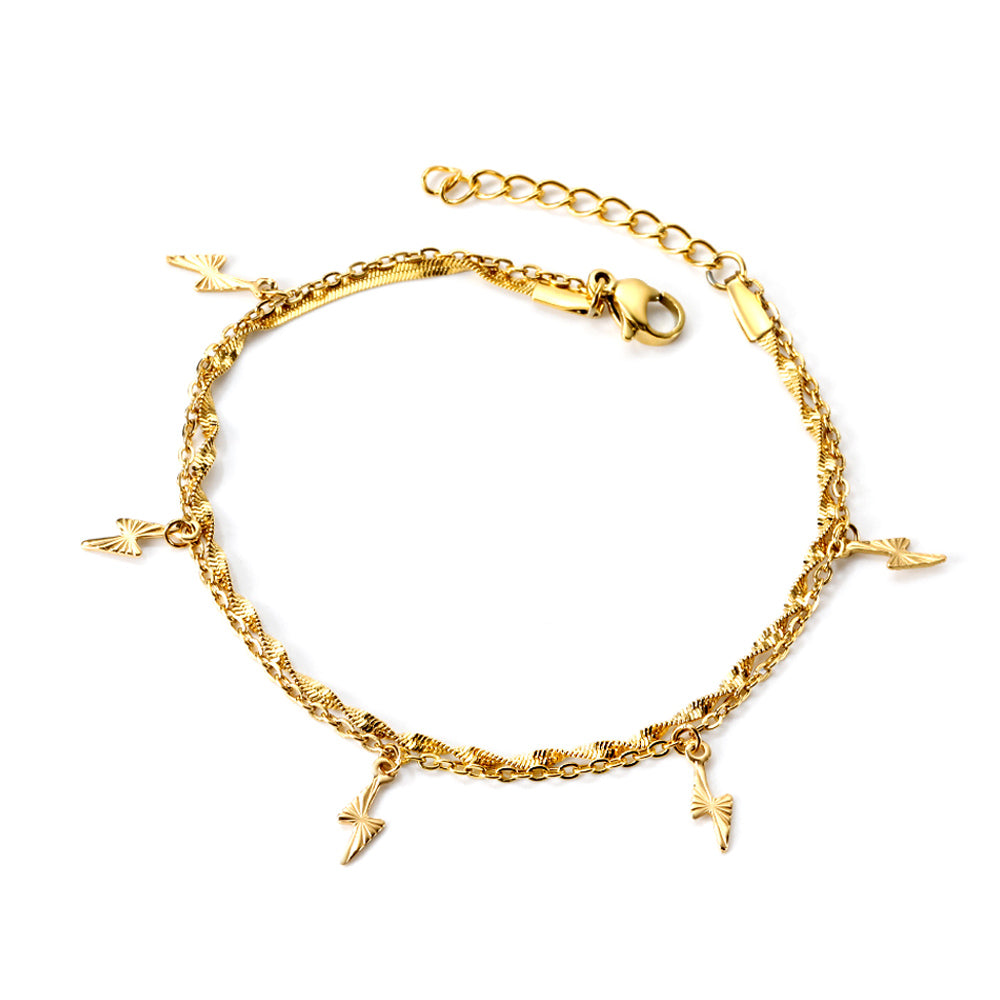 2024 New Year 5 Lightning Flower Pattern Accessories + Matching Chain Double Hand Chain 18+3cm asonjewelry