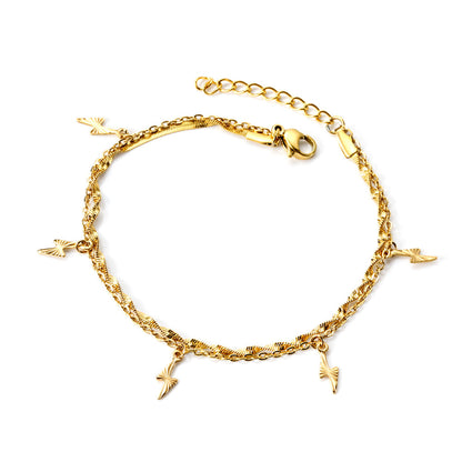 2024 New Year 5 Lightning Flower Pattern Accessories + Matching Chain Double Hand Chain 18+3cm asonjewelry