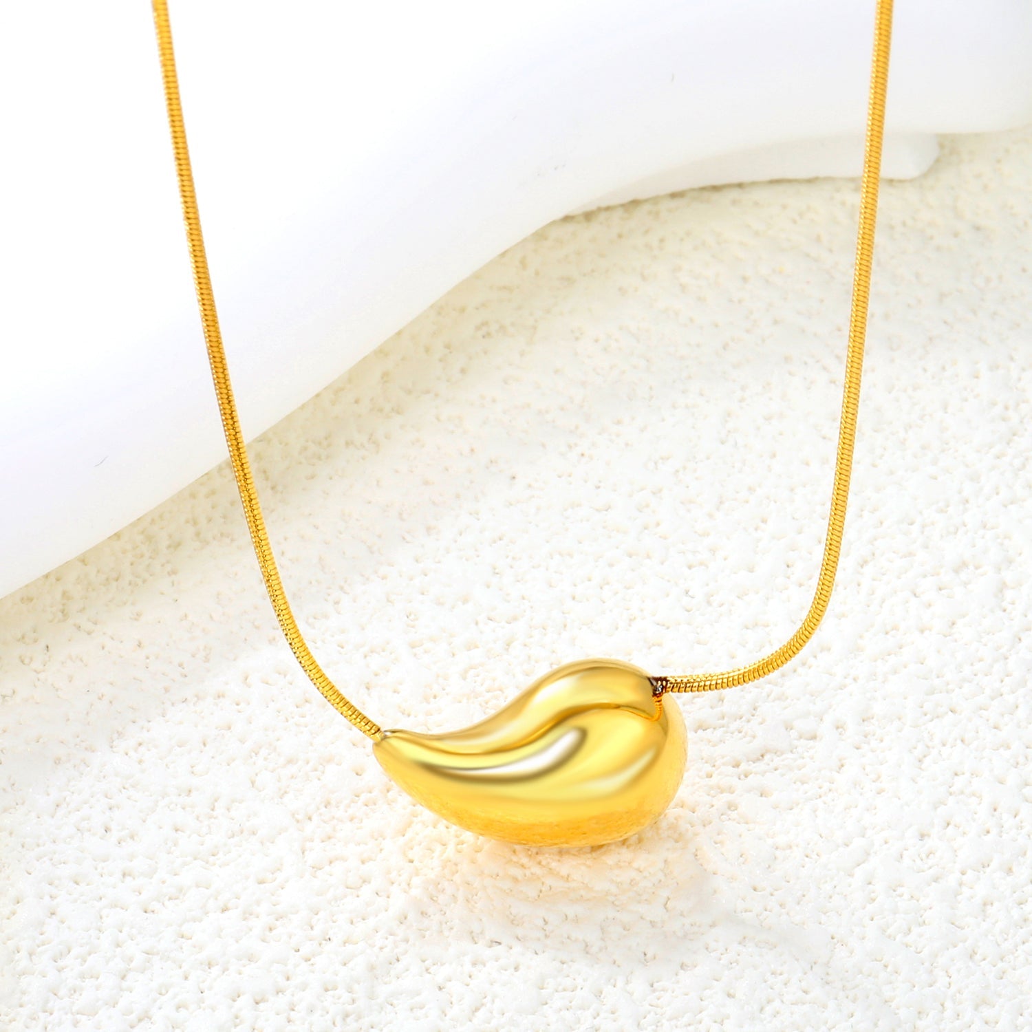 20mm/25mm Teardrop Oval Pendant Necklace 40+5cm Steel Color/Gold Color asonjewelry