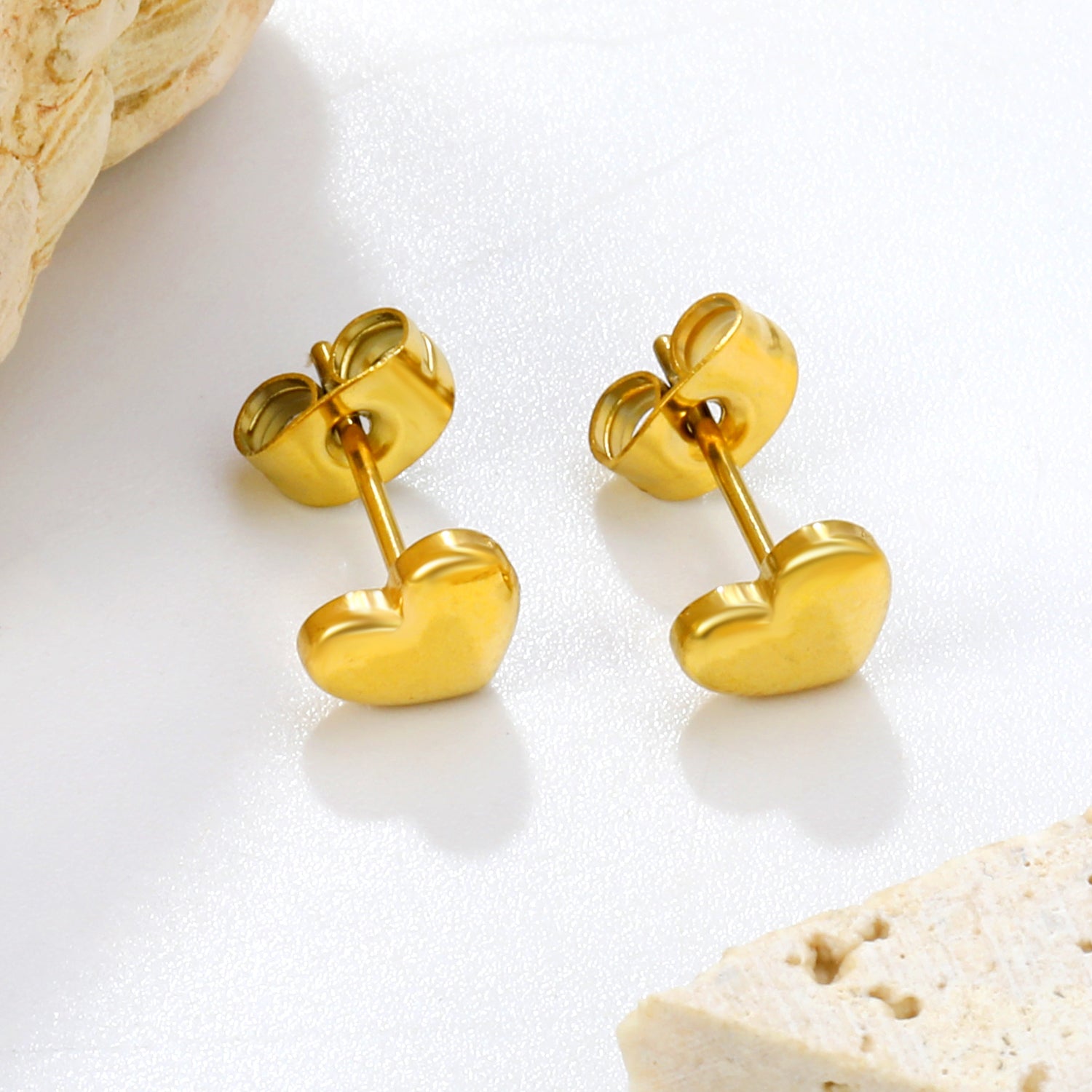 7*6mm heart shaped regular pin earrings steel color/golden asonjewelry