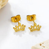 8.8 x 6.1 mm crown stud earrings, steel/gold color