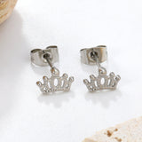 8.8 x 6.1 mm crown stud earrings, steel/gold color