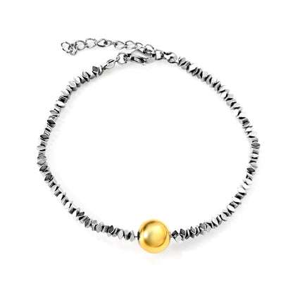 2024 New Year Gold Steel Bead Bracelet 18+3cm asonjewelry