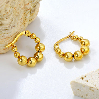 17.3 x 17.9mm large round pearl earrings, steel color/gold color asonjewelry