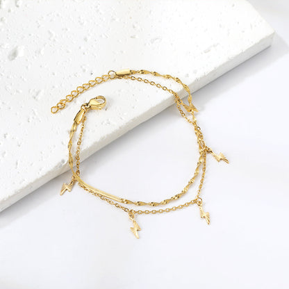 2024 New Year 5 Lightning Flower Pattern Accessories + Matching Chain Double Hand Chain 18+3cm asonjewelry