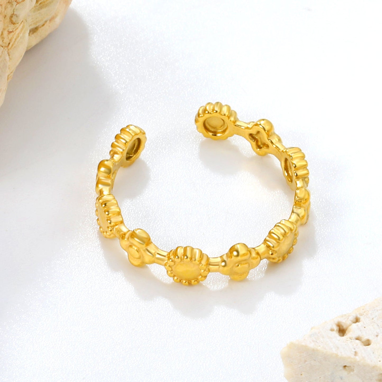 18K Gold - Plated Gear - Stitched Ring asonjewelry
