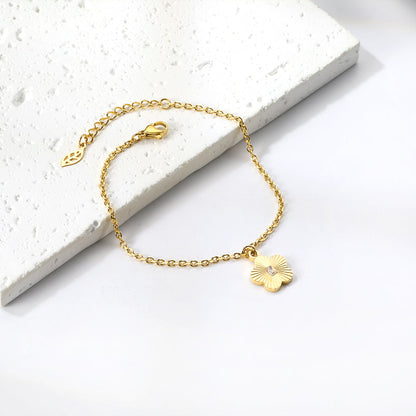 2024 New Year Peach Blossom Accessory with White Diamonds Bracelet 18+4cm asonjewelry