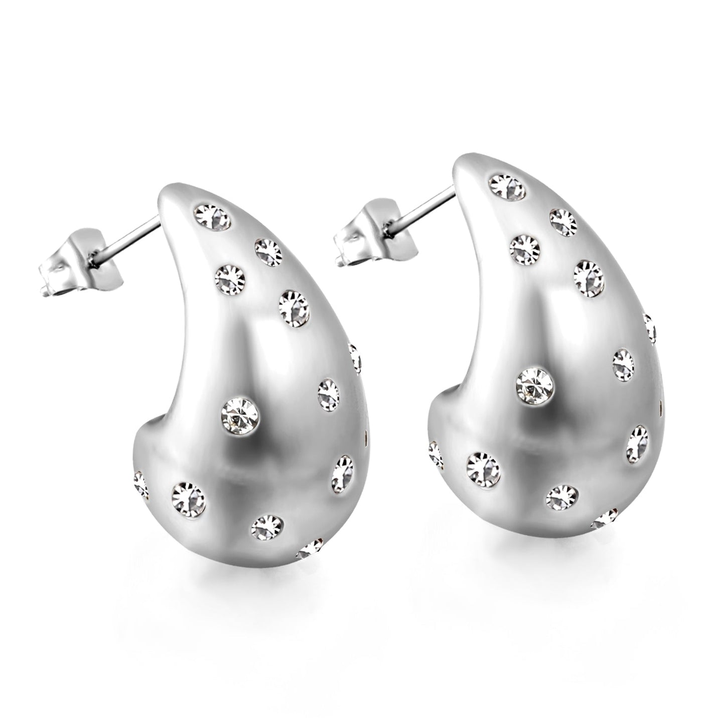 Teardrop Hollow with White Diamonds Earrings 16.2*26mm asonjewelry