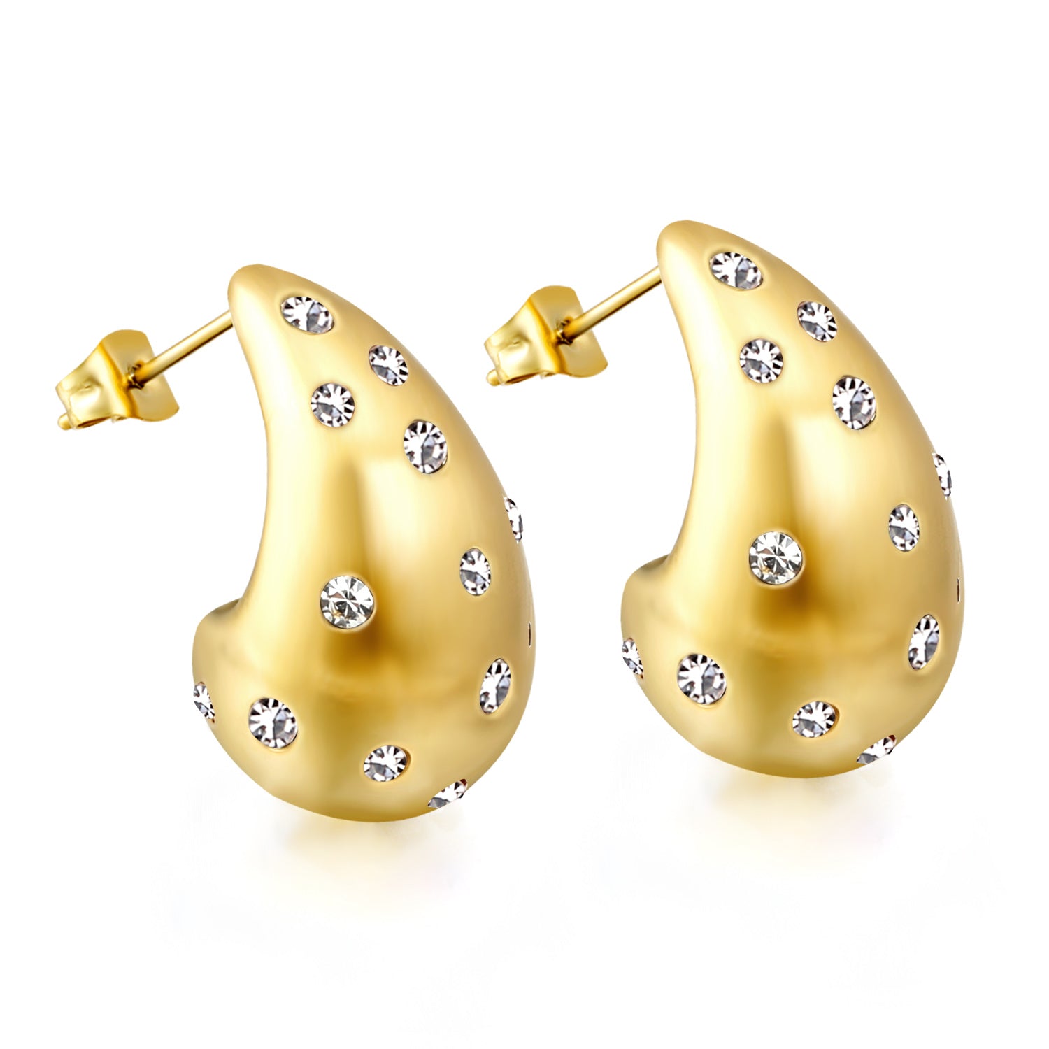 Teardrop Hollow with White Diamonds Earrings 16.2*26mm asonjewelry