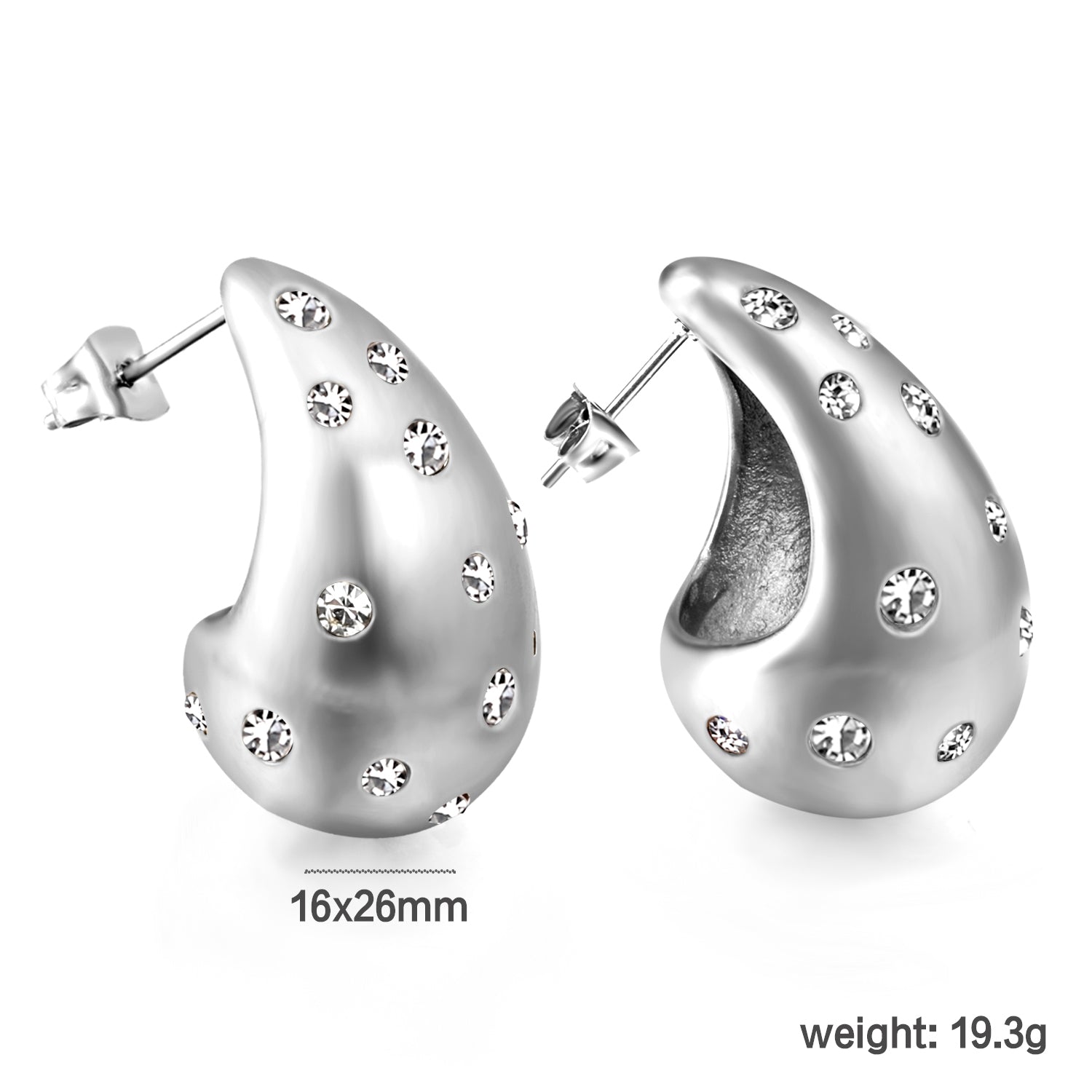 Teardrop Hollow with White Diamonds Earrings 16.2*26mm asonjewelry