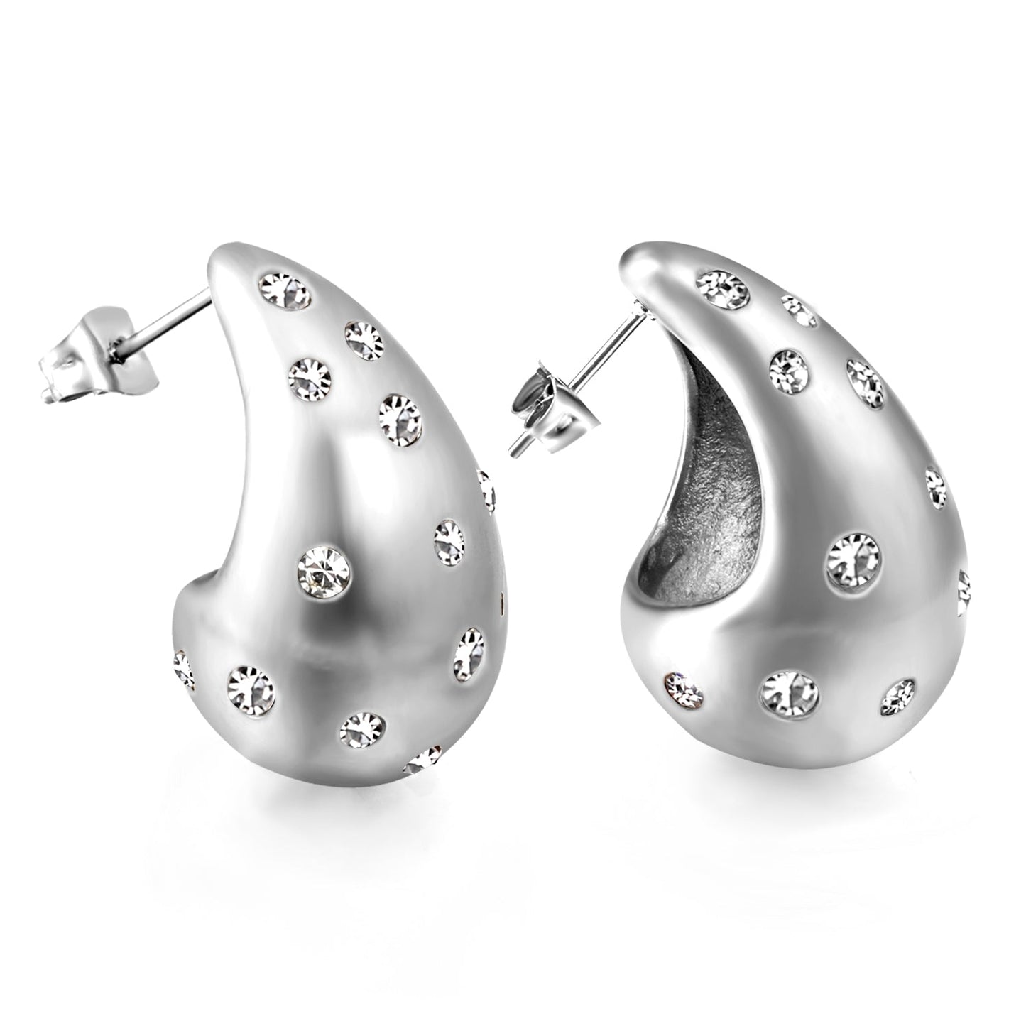 Teardrop Hollow with White Diamonds Earrings 16.2*26mm asonjewelry