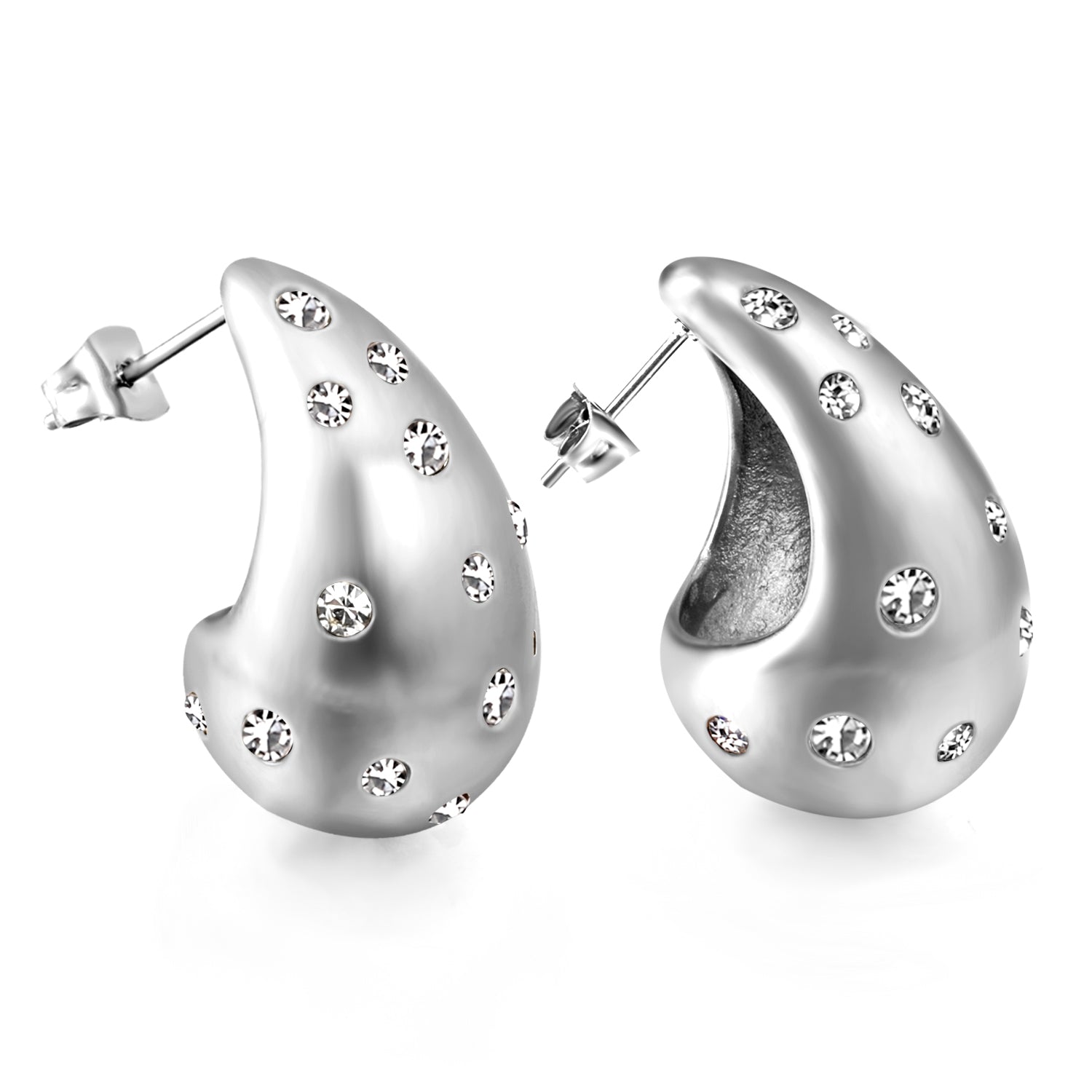 Teardrop Hollow with White Diamonds Earrings 16.2*26mm asonjewelry