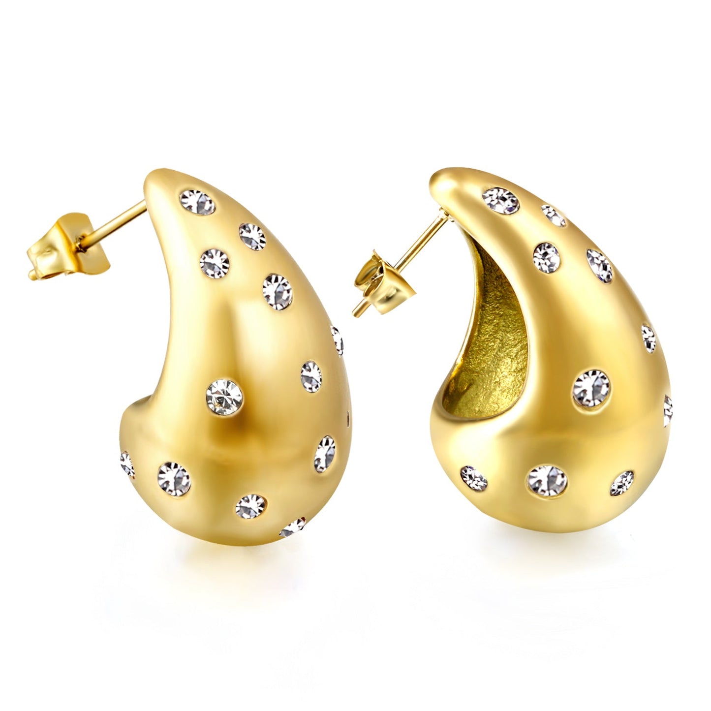 Teardrop Hollow with White Diamonds Earrings 16.2*26mm asonjewelry