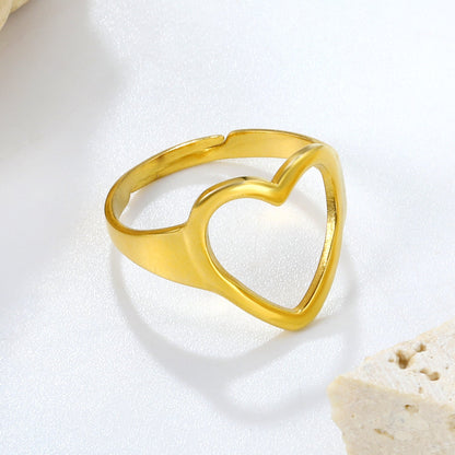 18K Gold - Plated Hollowed - out Heart - shaped Ring asonjewelry