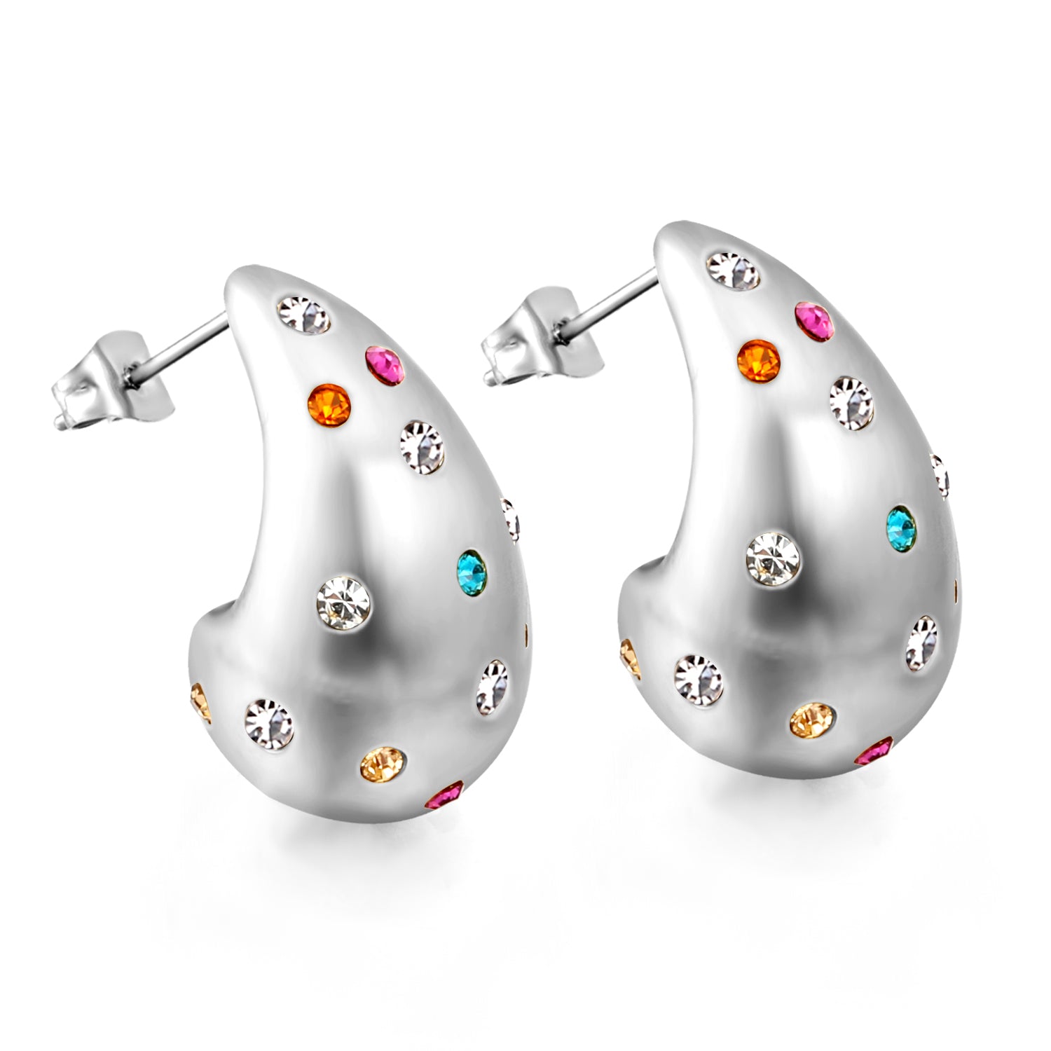 Teardrop Hollow with White Diamonds Earrings 16.2*26mm asonjewelry