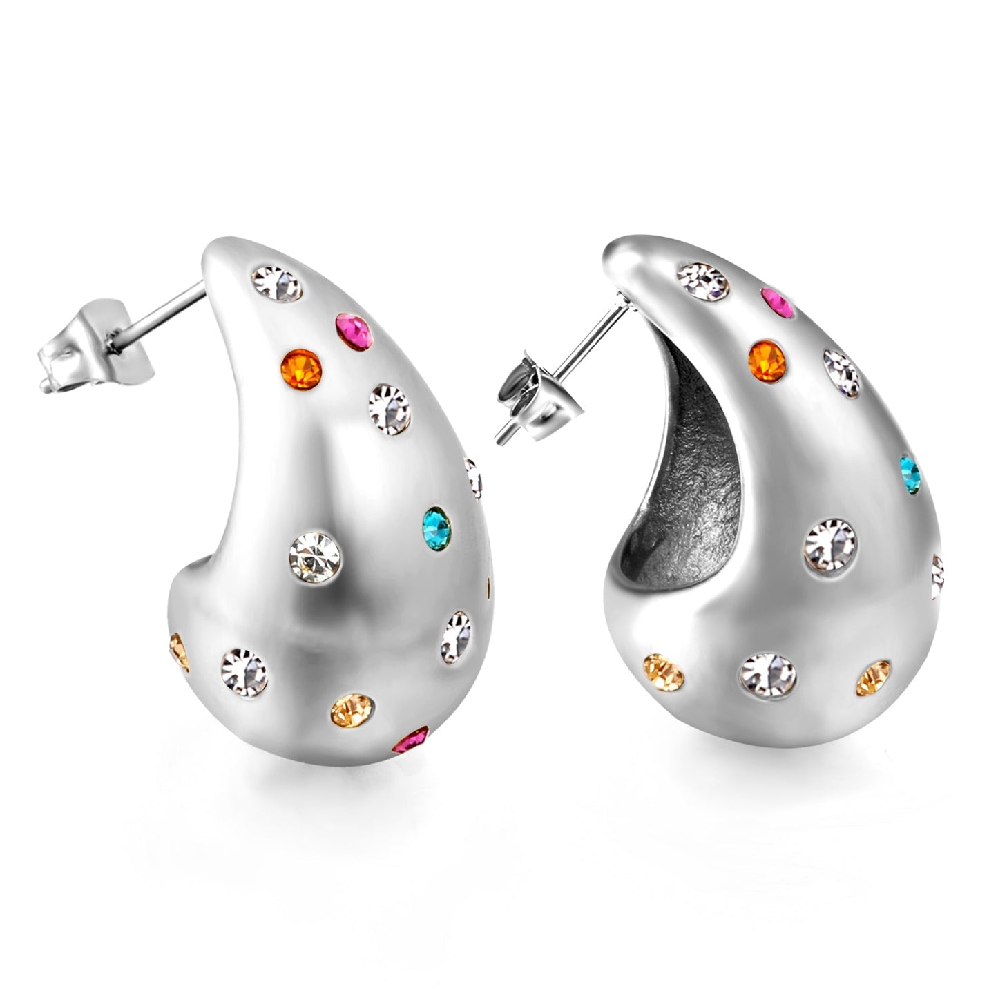 Teardrop Hollow with White Diamonds Earrings 16.2*26mm asonjewelry