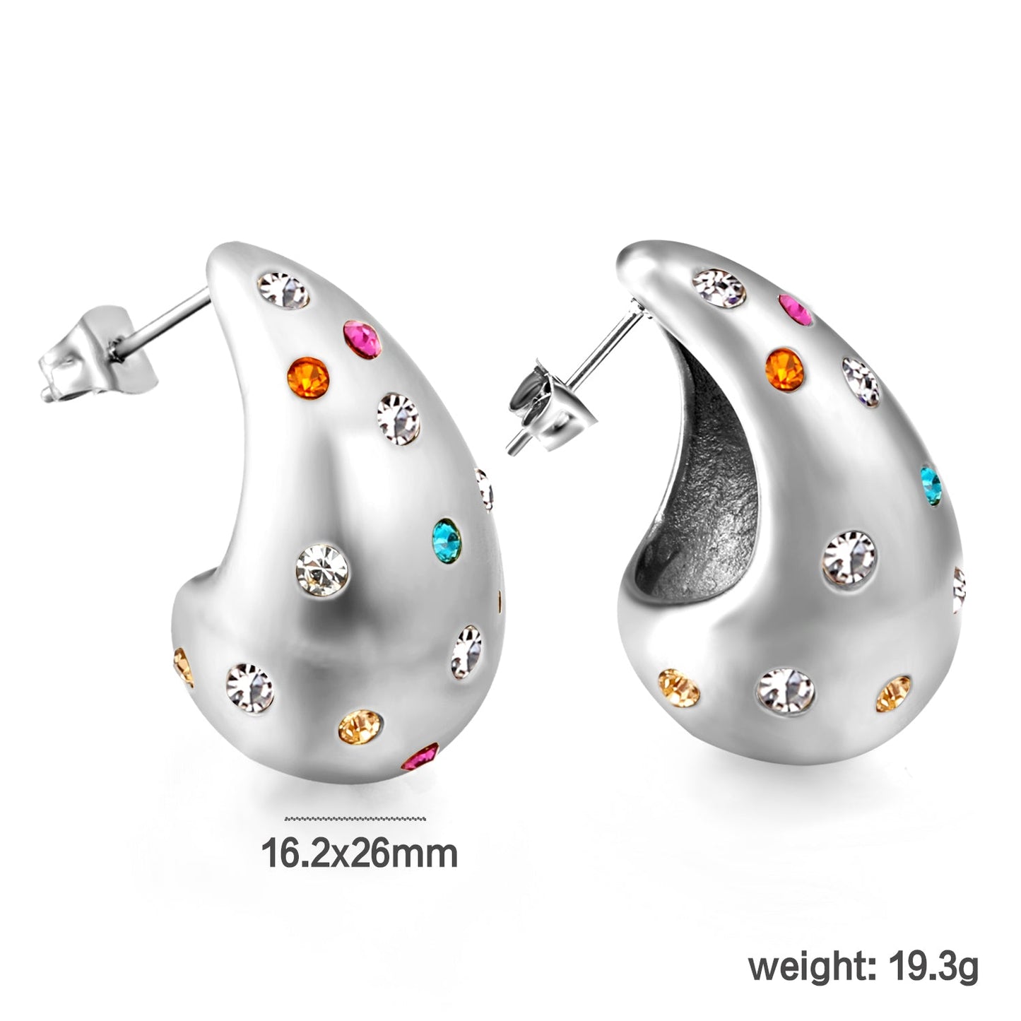 Teardrop Hollow with White Diamonds Earrings 16.2*26mm asonjewelry