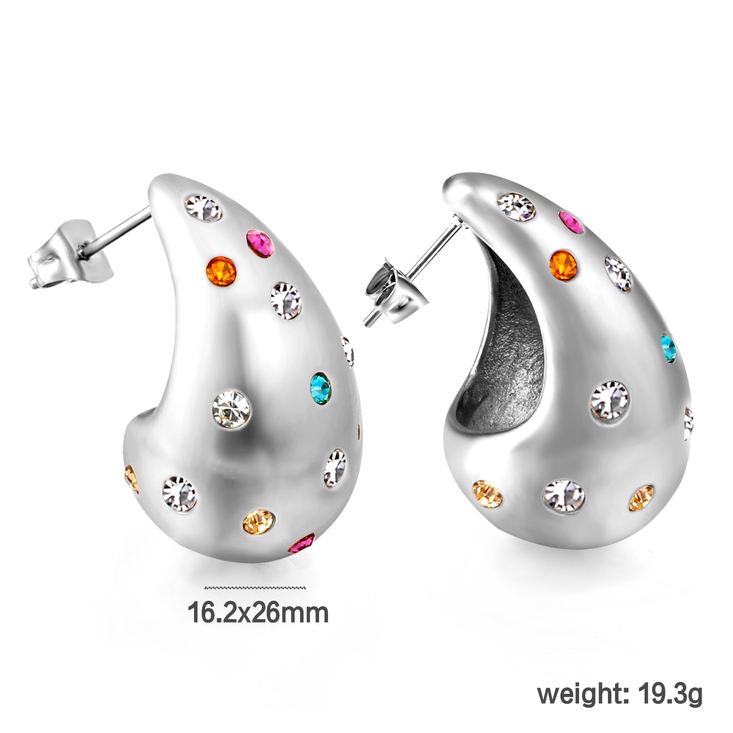 Teardrop Hollow with White Diamonds Earrings 16.2*26mm asonjewelry