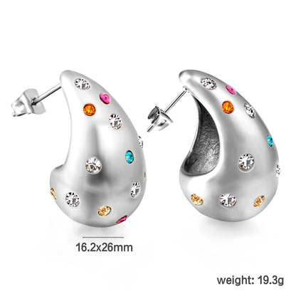 Teardrop Hollow with White Diamonds Earrings 16.2*26mm asonjewelry
