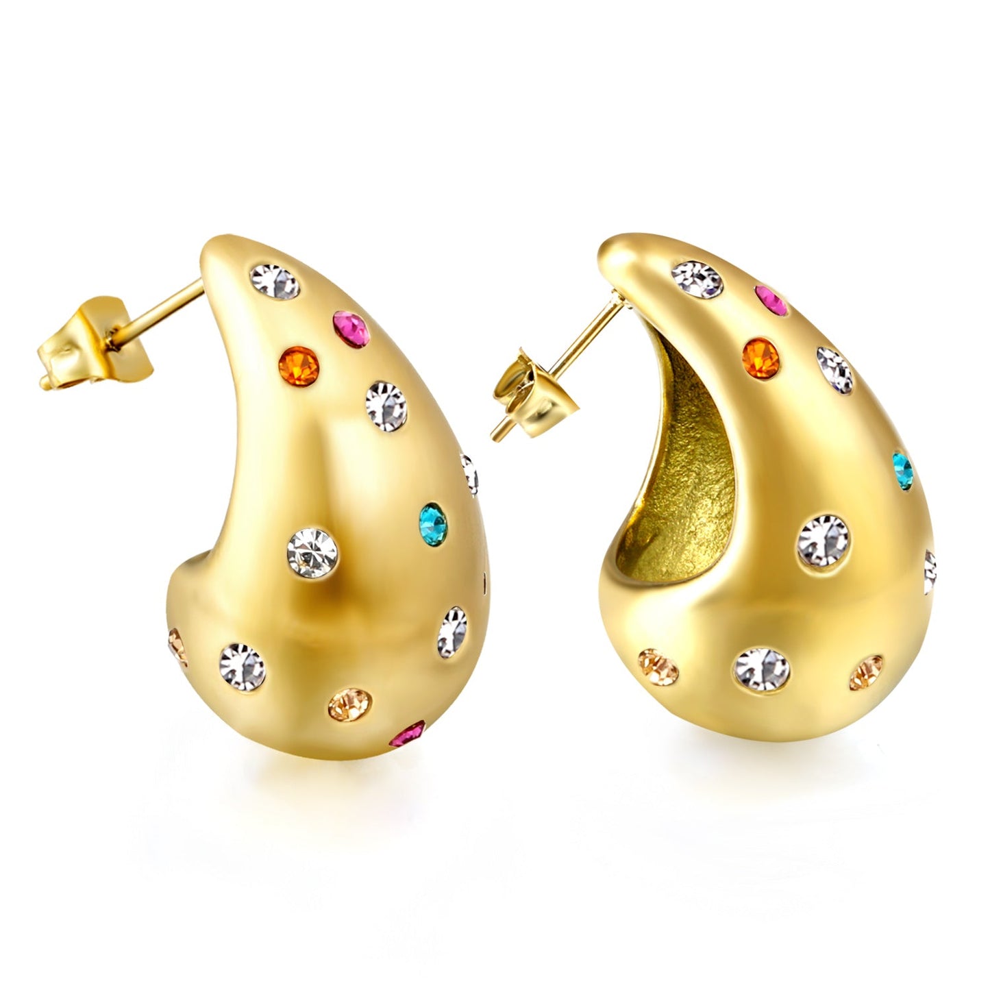 Teardrop Hollow with White Diamonds Earrings 16.2*26mm asonjewelry