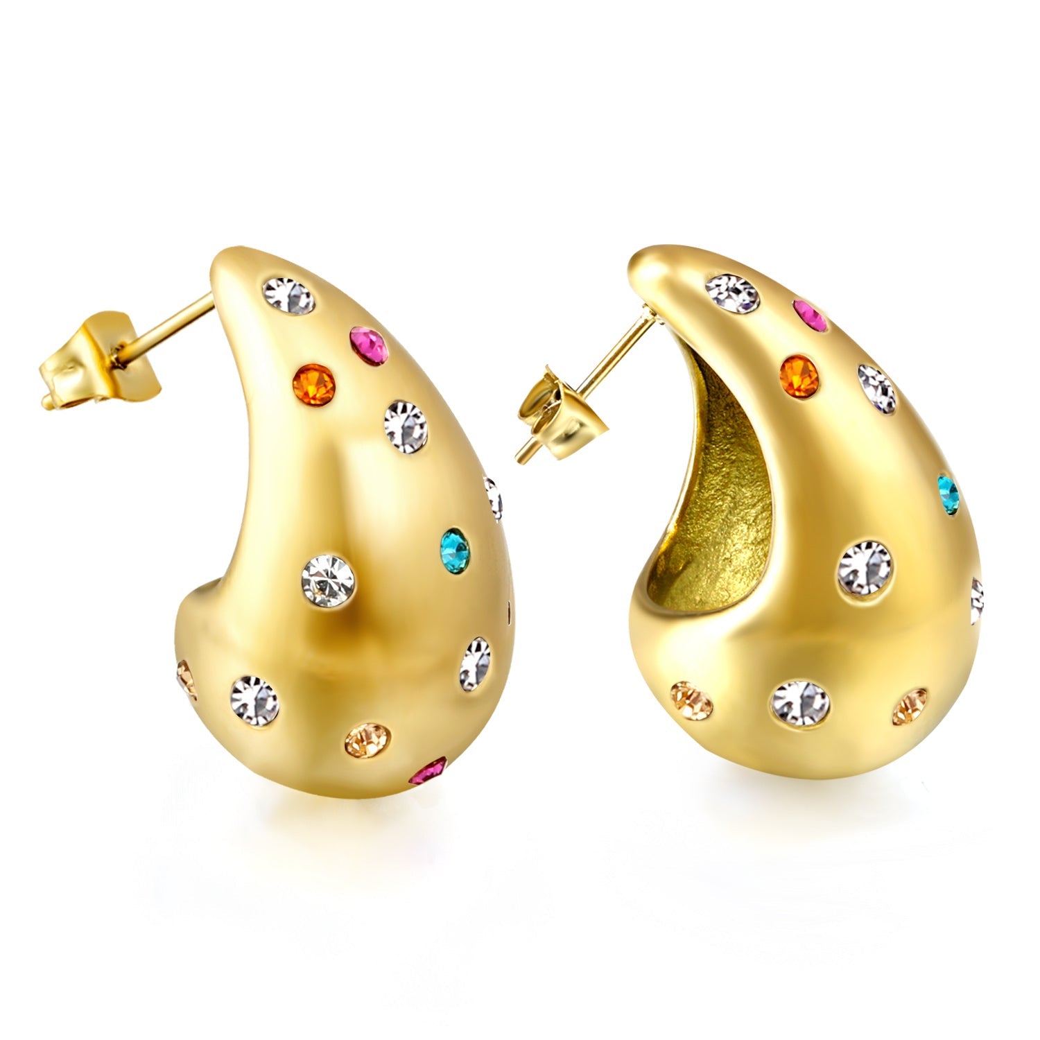 Teardrop Hollow with White Diamonds Earrings 16.2*26mm asonjewelry