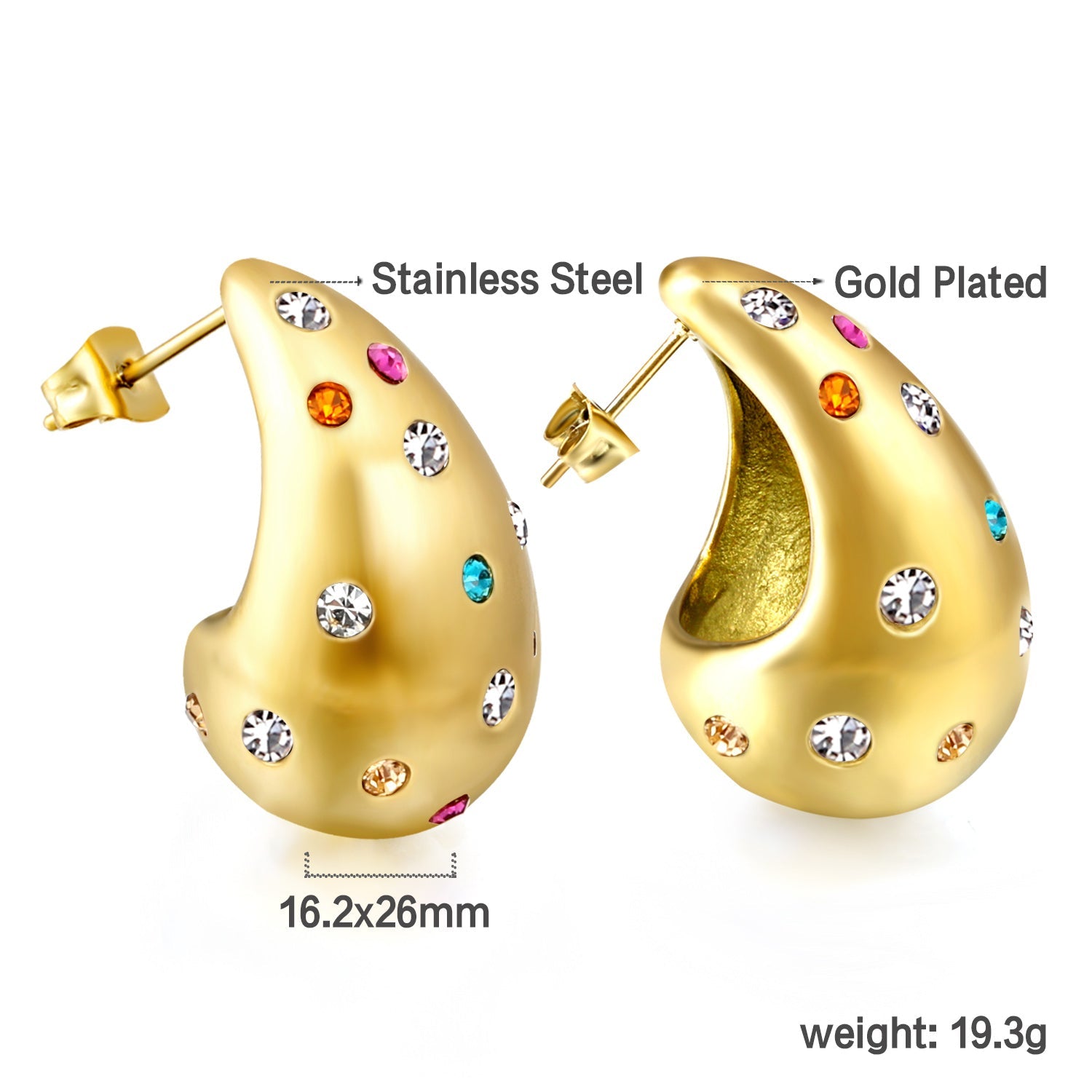 Teardrop Hollow with White Diamonds Earrings 16.2*26mm asonjewelry