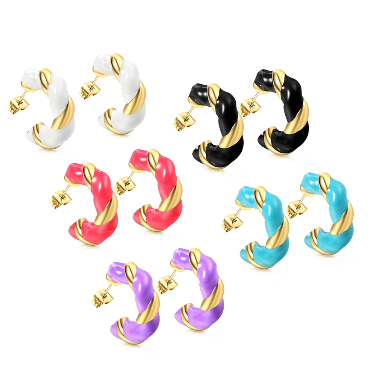 C Shape Twist Drip Earrings 6.4*23mm asonjewelry